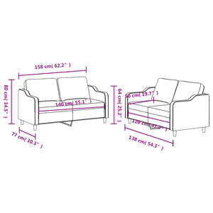 vidaXL 2-tlg. Sofagarnitur mit Kissen Braun Stoff