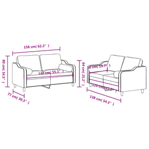 vidaXL 2-tlg. Sofagarnitur mit Kissen Creme Stoff