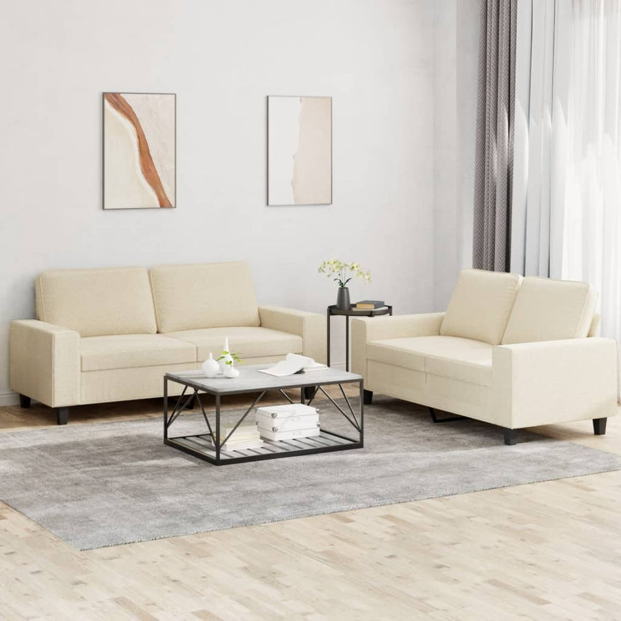 2-tlg. Sofagarnitur Creme Stoff Stilecasa