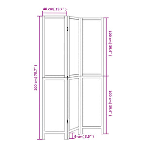 vidaXL 3-tlg. Raumteiler Dunkelbraun Massivholz Paulownia