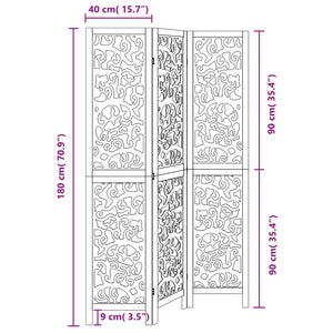 vidaXL 3-tlg. Paravent Schwarz Massivholz Paulownia