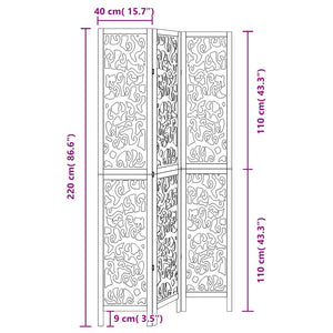 vidaXL 3-tlg. Paravent Schwarz Massivholz Paulownia
