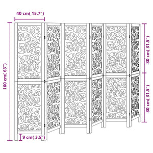vidaXL 6-tlg. Paravent Schwarz Massivholz Paulownia
