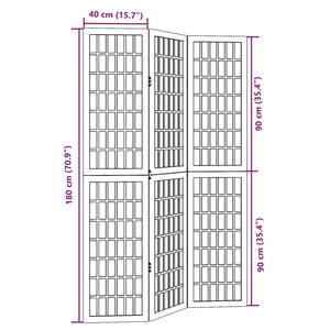 vidaXL 3-tlg. Paravent Schwarz Massivholz Paulownia