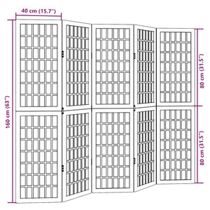 vidaXL 5-tlg. Paravent Schwarz Massivholz Paulownia