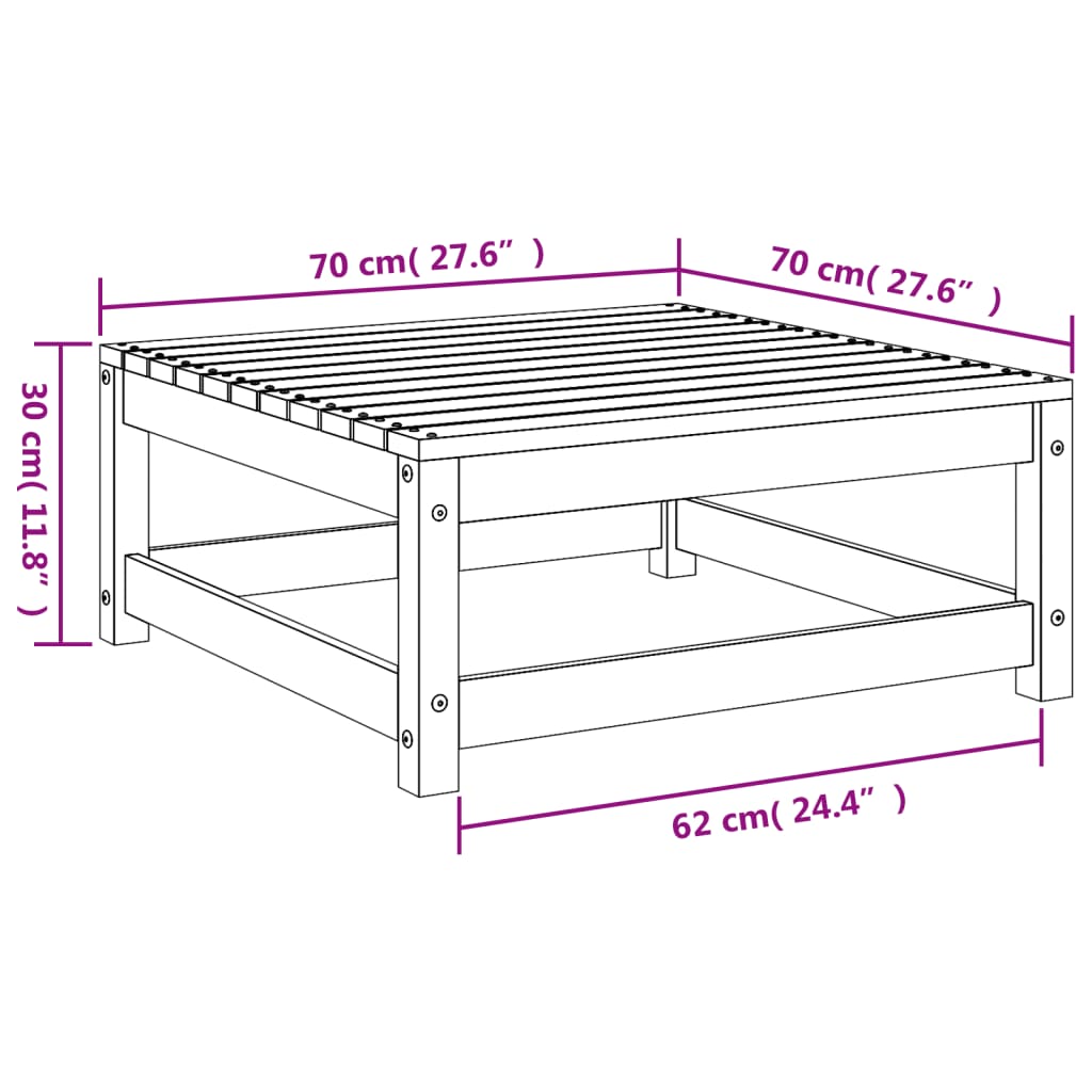 Gartenhocker Weiß 70x70x30 cm Massivholz Kiefer