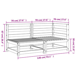 Gartensofa 2-Sitzer Weiß Massivholz Kiefer