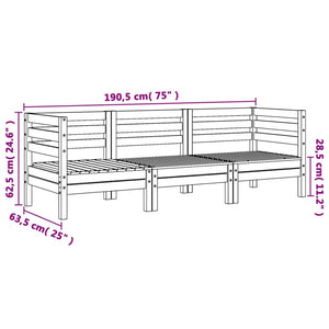 vidaXL Gartensofa 3-Sitzer Wachsbraun Massivholz Kiefer