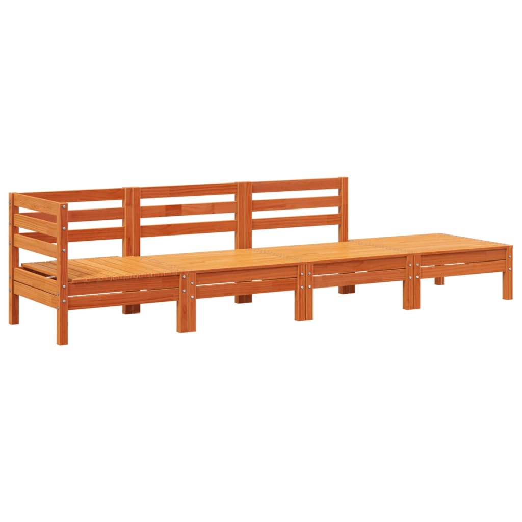 vidaXL Gartensofa 4-Sitzer Wachsbraun Massivholz Kiefer