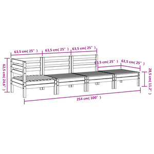 vidaXL Gartensofa 4-Sitzer Wachsbraun Massivholz Kiefer