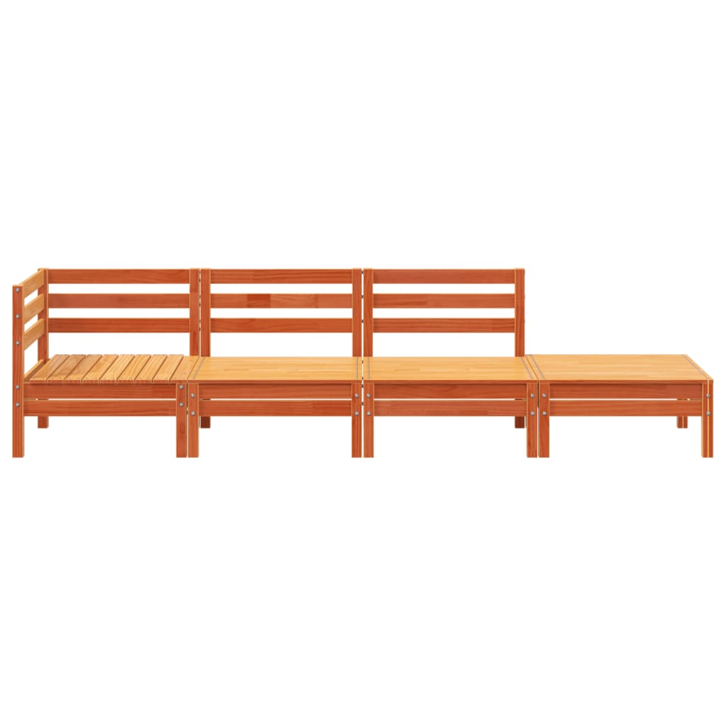 vidaXL Gartensofa 4-Sitzer Wachsbraun Massivholz Kiefer