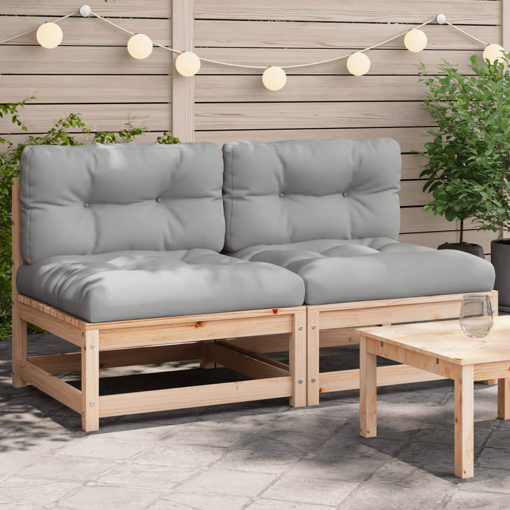 Gartensofas ohne Armlehnen mit Kissen 2 Stk. Massivholz Kiefer Stilecasa