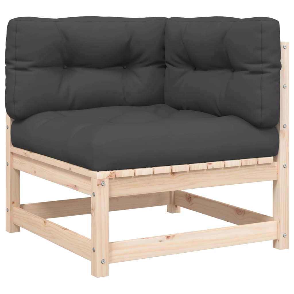 Gartensofa mit Kissen 2-Sitzer Massivholz Kiefer