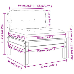 Gartensofa ohne Armlehnen mit Kissen Kiefernholz