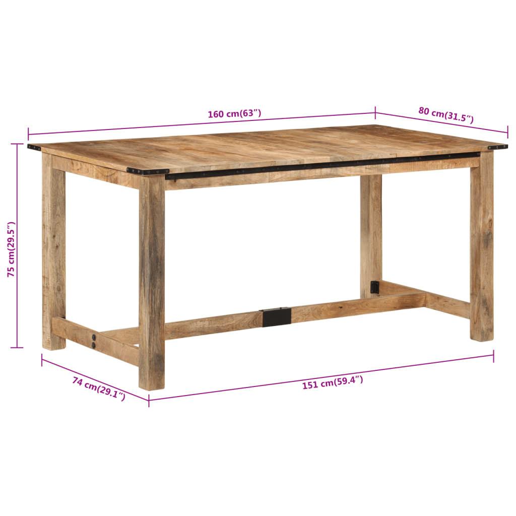 Esstisch 160x80x75 cm Massivholz Mango Stilecasa