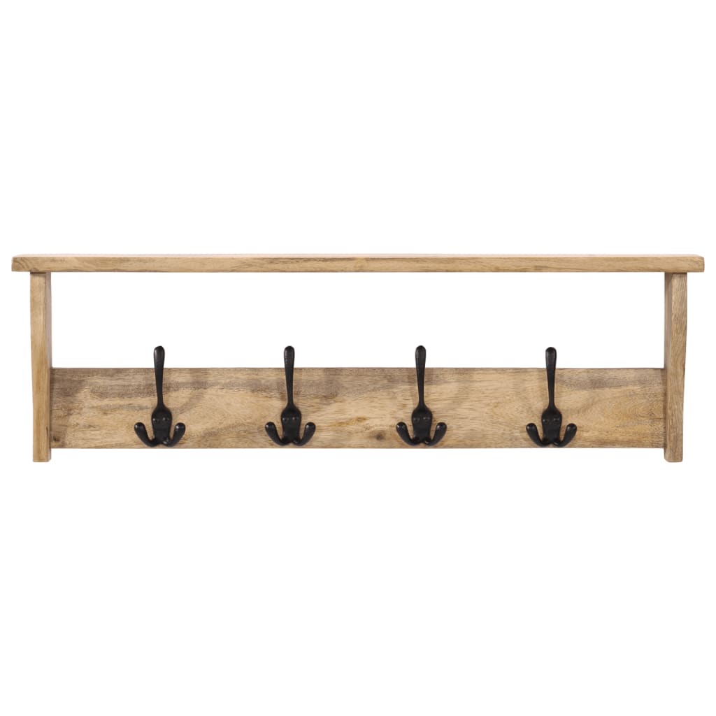 vidaXL Wandgarderobe mit 4 Haken Massivholz Mango