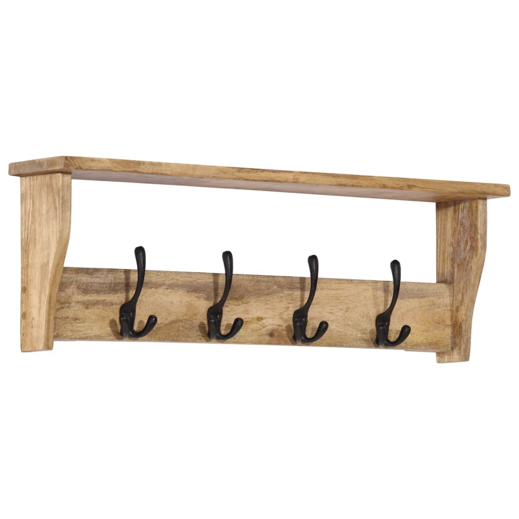 vidaXL Wandgarderobe mit 4 Haken Massivholz Mango