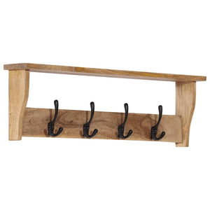 vidaXL Wandgarderobe mit 4 Haken Massivholz Mango