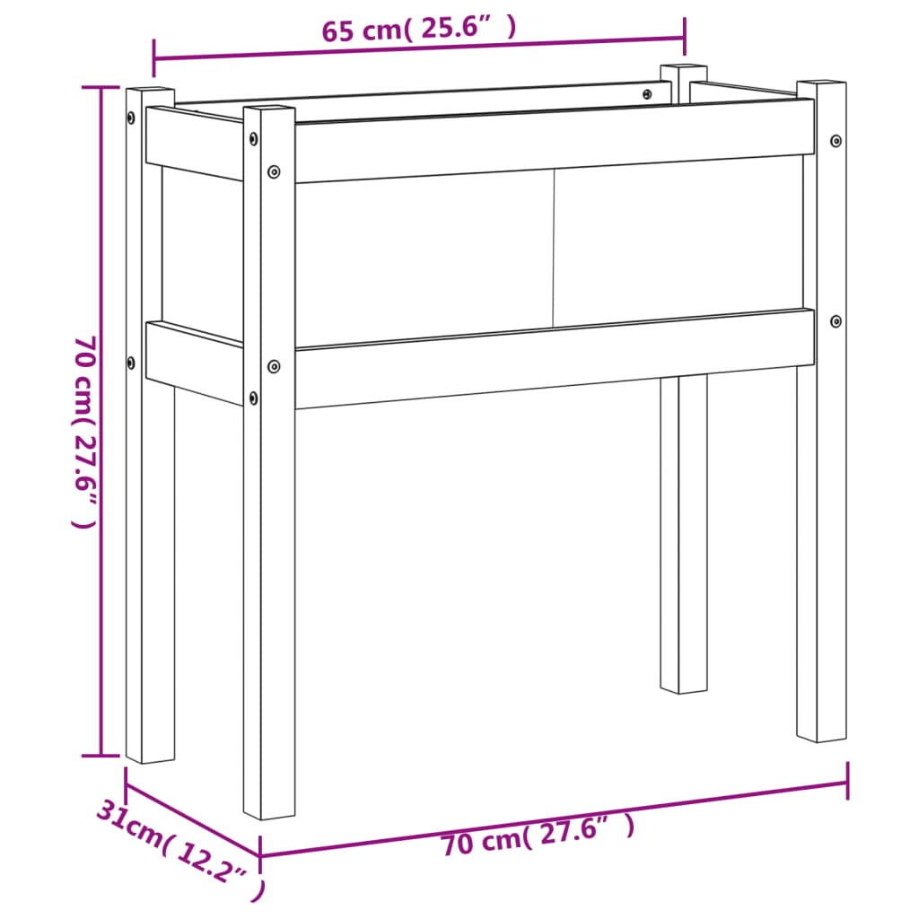 Pflanzkübel mit Beinen 70x31x70 cm Massivholz Douglasie