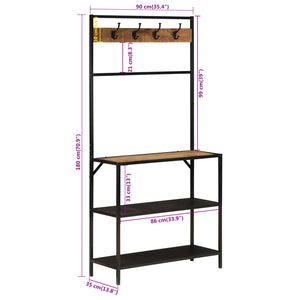 vidaXL Garderobenständer 90x35x180 cm Massivholz Mango und Eisen