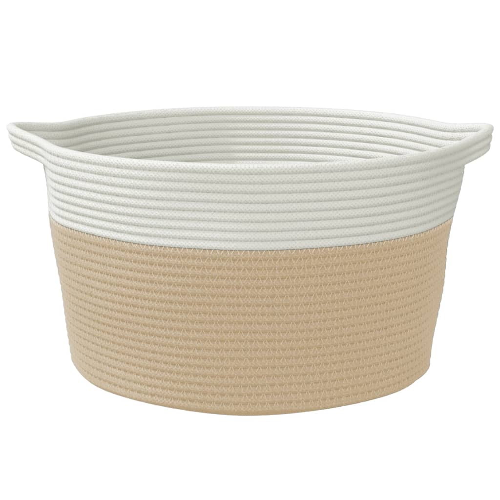 Aufbewahrungskorb Beige und Weiß Ø40x25 cm Baumwolle Stilecasa