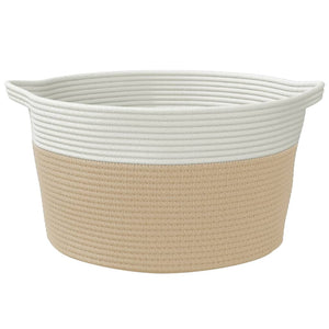 Aufbewahrungskorb Beige und Weiß Ø40x25 cm Baumwolle Stilecasa