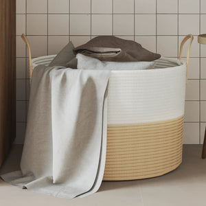 vidaXL Aufbewahrungskorb Beige und Weiß Ø51x33 cm Baumwolle