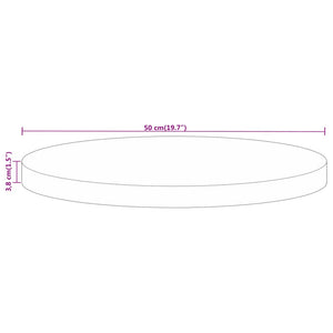 vidaXL Tischplatte Ø 50x3,8 cm Rund Raues Massives Mangoholz