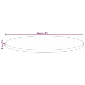 vidaXL Tischplatte Ø 80x2,5 cm Rund Raues Massives Mangoholz