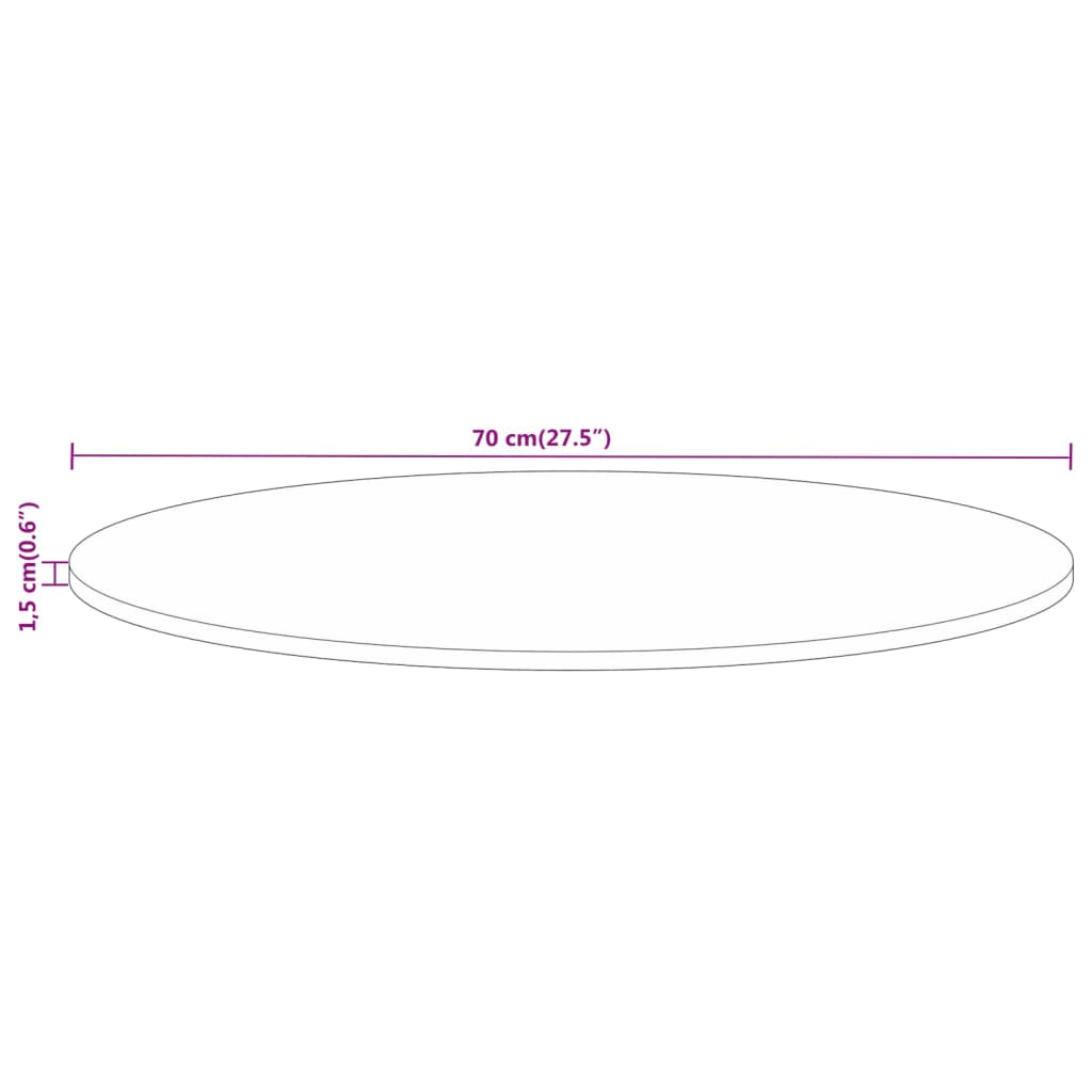 vidaXL Tischplatte Ø 70x1,5 cm Rund Altholz Massiv