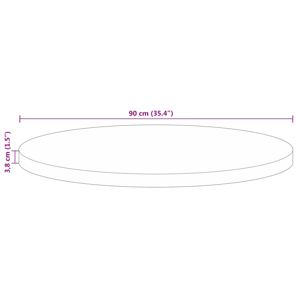 vidaXL Tischplatte Ø 90x3,8 cm Rund Altholz Massiv