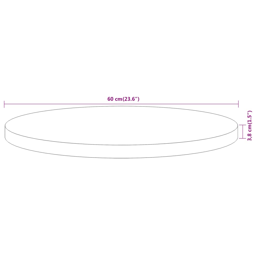 vidaXL Tischplatte Ø60x3,8 cm Rund Massivholz Akazie