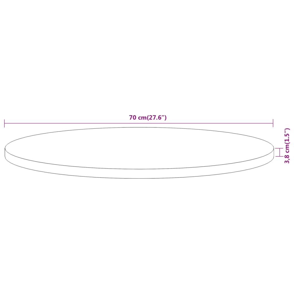 vidaXL Tischplatte Ø70x3,8 cm Rund Massivholz Akazie