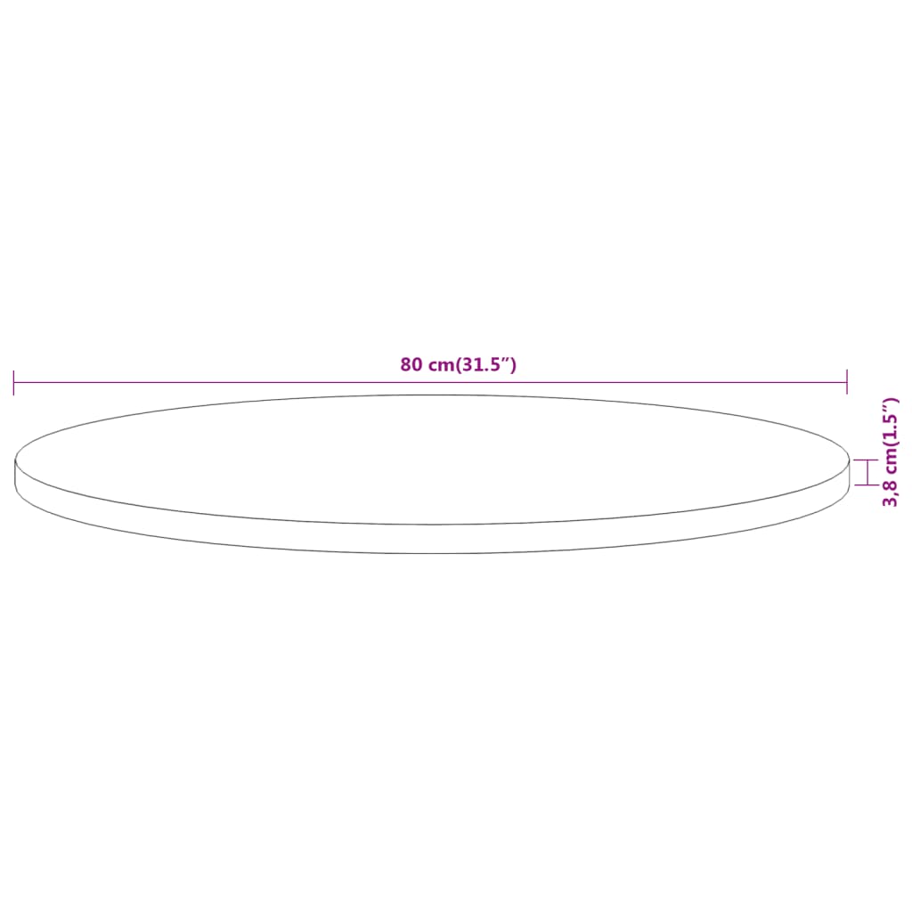 vidaXL Tischplatte Ø80x3,8 cm Rund Massivholz Akazie