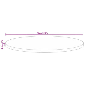 vidaXL Tischplatte Ø 70x2,5 cm Rund Massivholz Mango