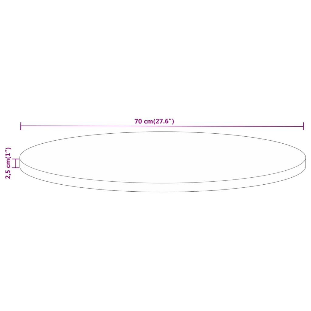 Tischplatte Ø 70x2,5 cm Rund Massivholz Mango Stilecasa