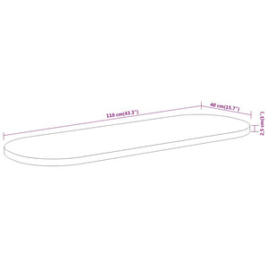 vidaXL Tischplatte 110x40x2,5 cm Oval Massivholz Akazie