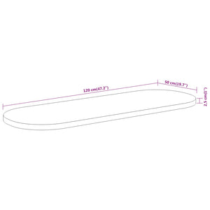 vidaXL Tischplatte 120x50x2,5 cm Oval Massivholz Akazie