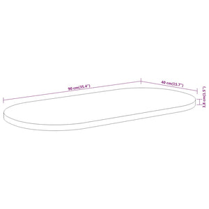 Tischplatte 90x40x3,8 cm Oval Massivholz Akazie Stilecasa