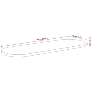 vidaXL Tischplatte 100x40x3,8 cm Oval Massivholz Akazie