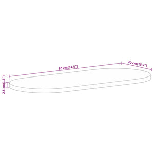 vidaXL Tischplatte 80x40x2,5 cm Oval Raues Massives Mangoholz