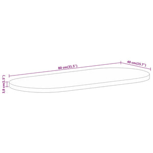 vidaXL Tischplatte 80x40x3,8 cm Oval Raues Massives Mangoholz