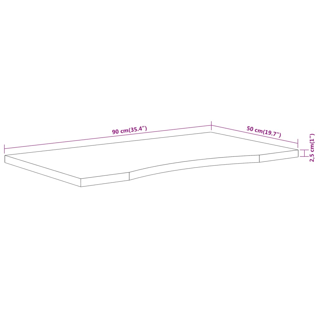 vidaXL Schreibtischplatte 90x50x2,5 cm Rechteckig Massivholz Akazie