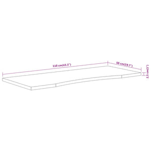 vidaXL Schreibtischplatte 110x50x2,5 cm Rechteckig Massivholz Akazie