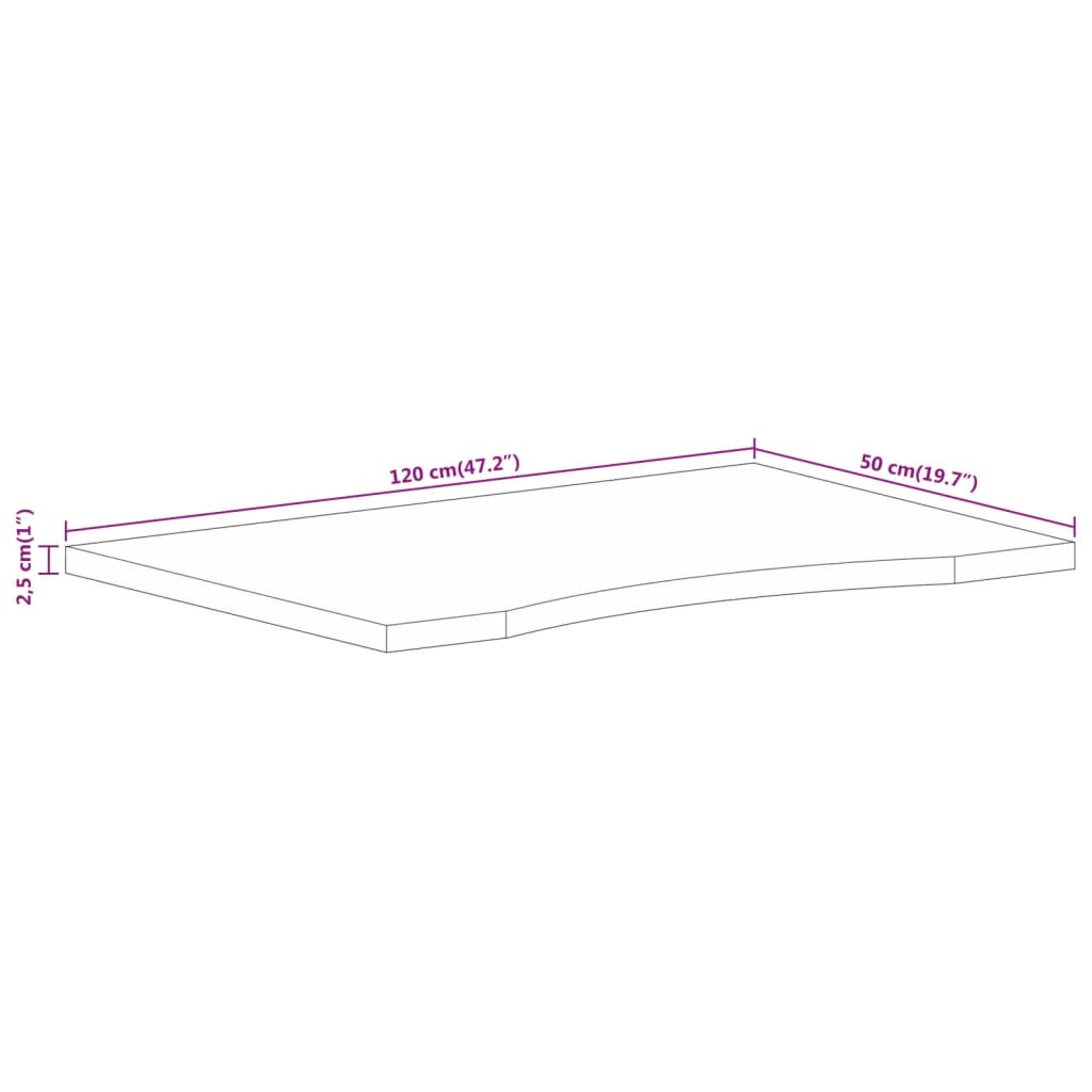 vidaXL Schreibtischplatte mit Aussparung 120x50x2,5cm Massivholz Mango