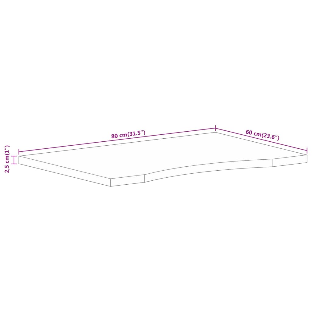 vidaXL Schreibtischplatte mit Aussparung 80x60x2,5 cm Massivholz Mango