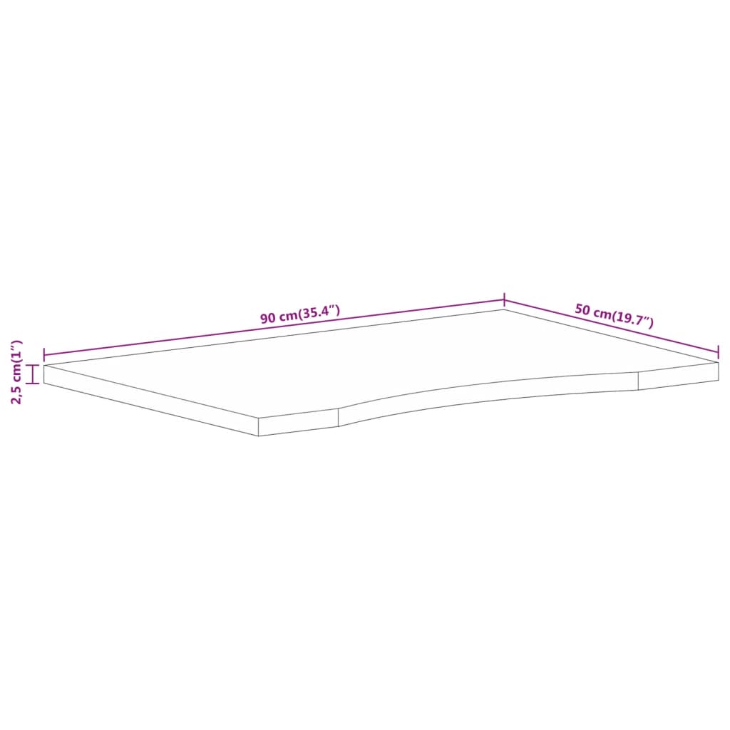 vidaXL Schreibtischplatte mit Aussparung 90x50x2,5 cm Massivholz Mango