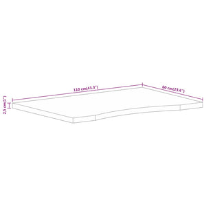 Schreibtischplatte mit Aussparung 110x60x2,5cm Massivholz Mango