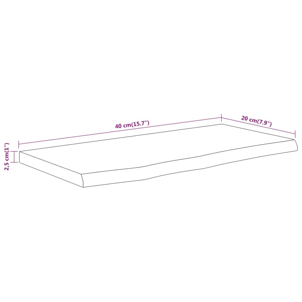 vidaXL Wandregal 40x20x2,5 cm Rechteckig Massivholz Akazie Baumkante