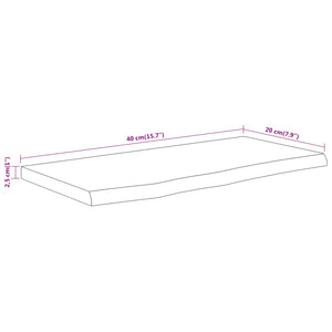 vidaXL Wandregal 40x20x2,5 cm Rechteckig Massivholz Akazie Baumkante